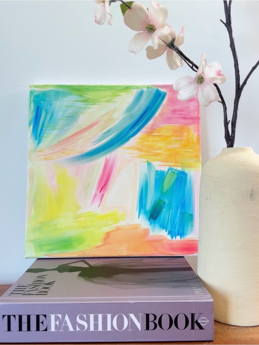 Original Colorful Abstract Pastel Brushstroke Canvas Handmade Painting Artwork